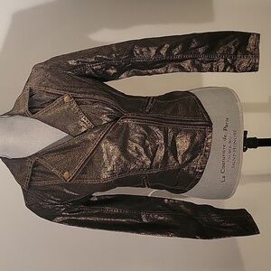 Rock & Republic Women's Foil Denim Motorcycle Jacket, Size: S